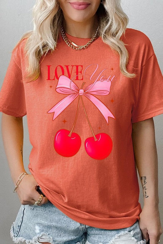 Love You Cherries Graphic Heavy Cotton Tee