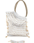 Crystal Embellished Convertible Top Handle Bag