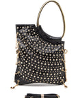 Crystal Embellished Convertible Top Handle Bag