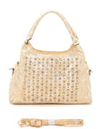 Metallic Snake Crystal Studded Shoulder Bag