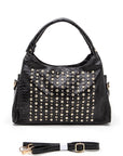 Metallic Snake Crystal Studded Shoulder Bag