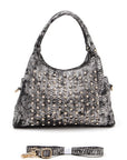 Metallic Snake Crystal Studded Shoulder Bag