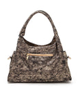 Metallic Snake Crystal Studded Shoulder Bag