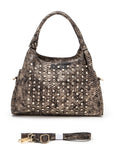 Metallic Snake Crystal Studded Shoulder Bag