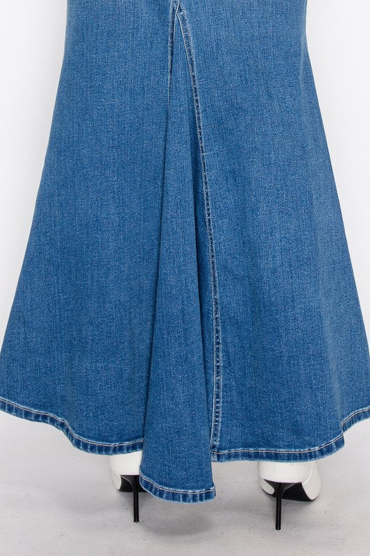 Artemis Vintage Denim Maxi Mermaid Skirt with Gusset