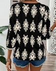 Women Geometric Printed 3/4 Sleeve V Neck Blouse