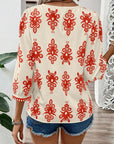 Women Geometric Printed 3/4 Sleeve V Neck Blouse