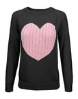 Love Heart Jacquard Round Neck Pullover Sweater