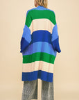 Davi & Dani Color Block Kimono Sleeve Open Front Cardigan