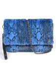 Faux Shearling Snake Print Shoulder Bag