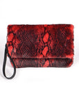 Faux Shearling Snake Print Shoulder Bag