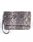 Faux Shearling Snake Print Shoulder Bag