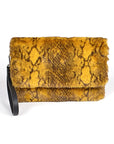 Faux Shearling Snake Print Shoulder Bag