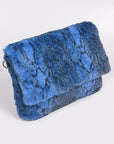 Faux Shearling Snake Print Shoulder Bag