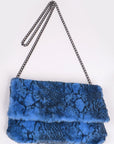 Faux Shearling Snake Print Shoulder Bag