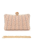 Pearl Rhinestone Evening Formal Box Clutch