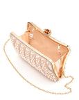 Pearl Rhinestone Evening Formal Box Clutch