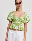 Emory Park Short Puff Sleeve Floral Blouse