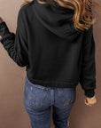 Women Drop Shoulder Drawstring Cropped Hoodie