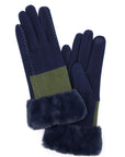 Faux Suede Fur Cuff Winter Gloves