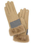 Faux Suede Fur Cuff Winter Gloves