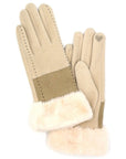 Faux Suede Fur Cuff Winter Gloves