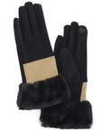 Faux Suede Fur Cuff Winter Gloves