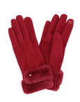 Faux Suede Fur Cuff Winter Gloves