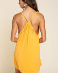 POL Sleeveless Deep V-neck Dress with Lace on Front - Online Only