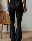 Black V Shape High Waist Flared Leggings Pants