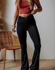 Black V Shape High Waist Flared Leggings Pants