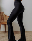 Black V Shape High Waist Flared Leggings Pants