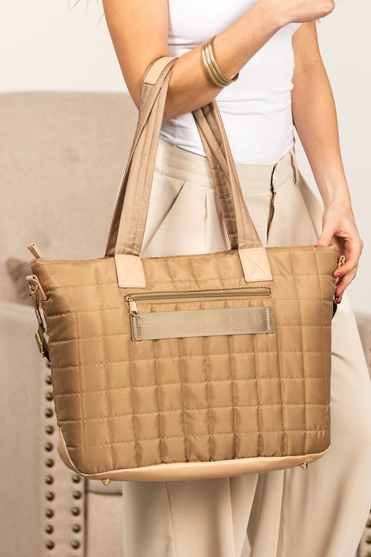 Mila Quilted Traveler Tote with Mini Clutch