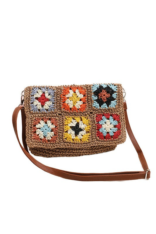 Sylvie Foldover Crochet Woven Crossbody