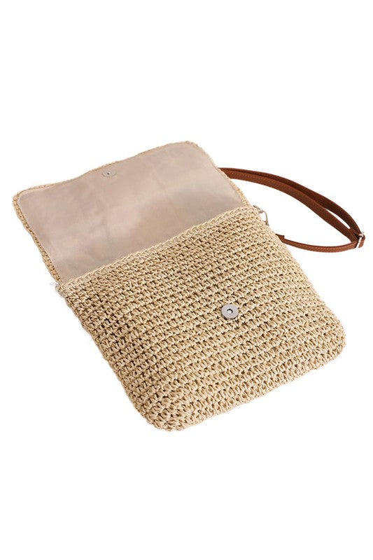 Sylvie Foldover Crochet Woven Crossbody