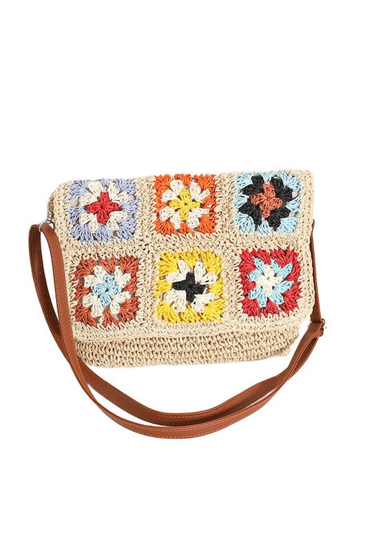Sylvie Foldover Crochet Woven Crossbody