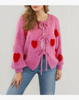 Front Tie Heart Cardigan