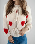 Front Tie Heart Cardigan