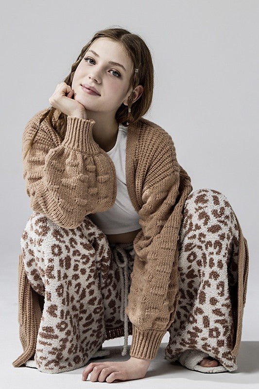 Plus Cozy Warm Soft Leopard Fuzzy Lounge Pants