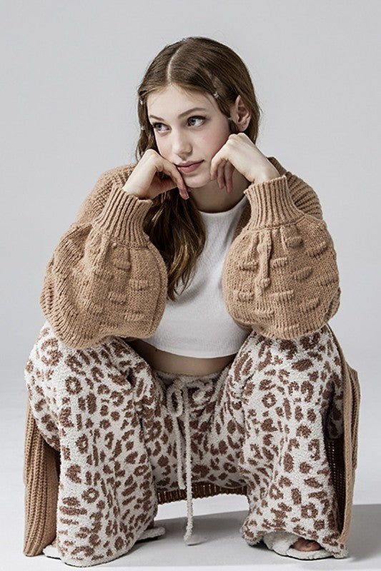 Plus Cozy Warm Soft Leopard Fuzzy Lounge Pants