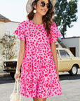 Double Take Short Flounce Sleeve Tiered Dress