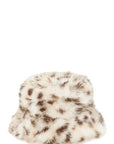 Large Leopard Print Fur Bucket Hat