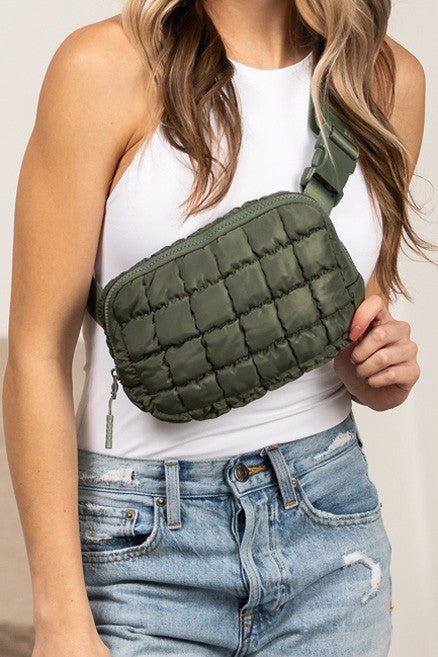 Evyn Quilted Puffer Sling Belt Bum Bag