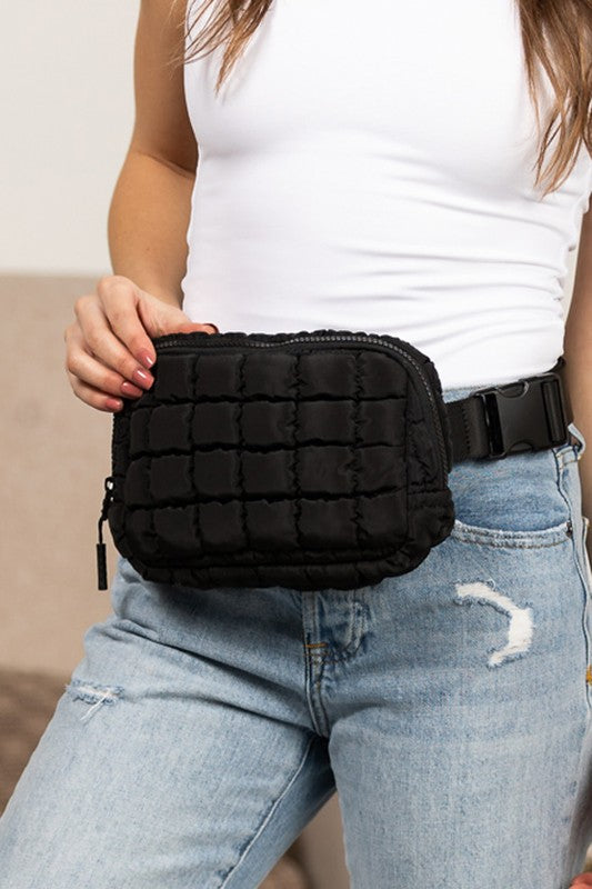 Evyn Quilted Puffer Sling Belt Bum Bag