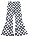 Black Checkerboard High Rise Casual Flared Pants