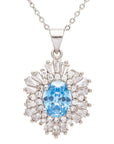 Aquamarine CZ Statement Pendant Necklace