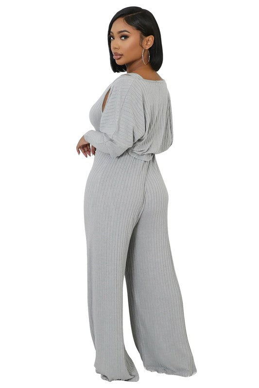 Women&#39;s 2 Piece Jumpsuit Set in Grey or Blue by Claude