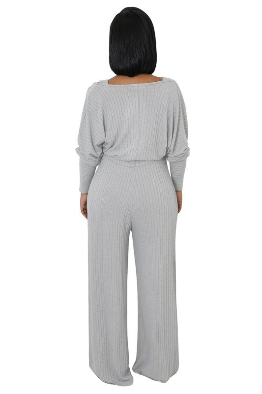 Women&#39;s 2 Piece Jumpsuit Set in Grey or Blue by Claude