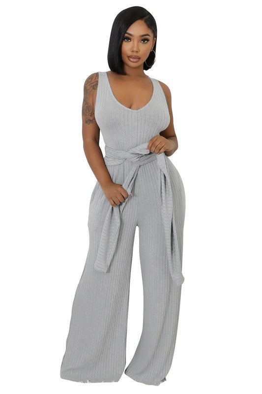 Women&#39;s 2 Piece Jumpsuit Set in Grey or Blue by Claude