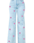 GJG Denim Brooklyn Wide Leg Jean with heart